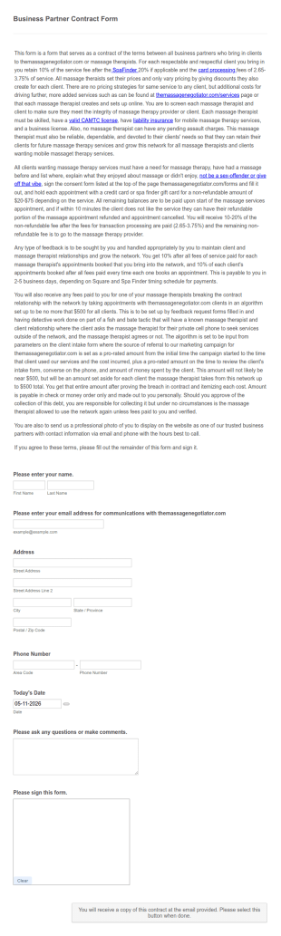 Business Partner Contract Form Template