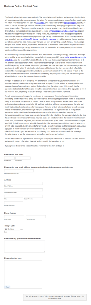 Business Partner Contract Form Template