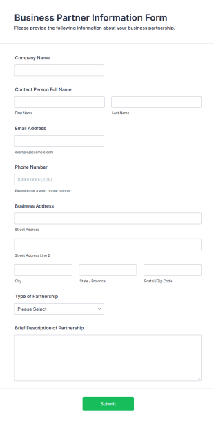 Business Partner Information Form Template