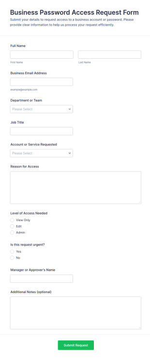Business Password Access Request Form Template