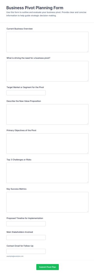 Business Pivot Planning Form Template