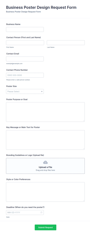 Business Poster Design Request Form Template