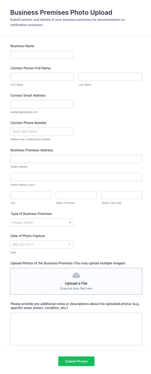 Business Premises Photo Upload Form Template