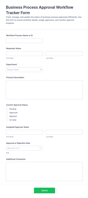 Business Process Approval Workflow Tracker Form Template