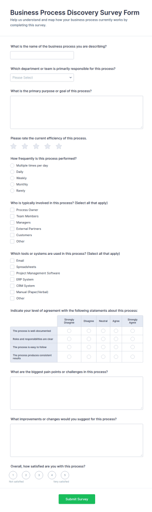 Business Process Discovery Survey Form Template