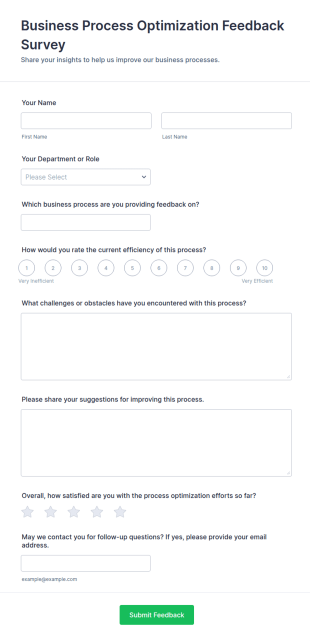 Business Process Optimization Feedback Survey Form Template