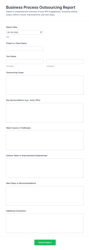 Business Process Outsourcing Report Form Template
