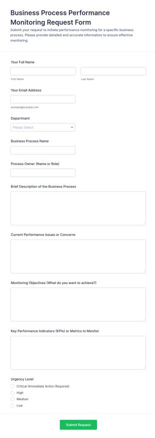 Business Process Performance Monitoring Request Form Template