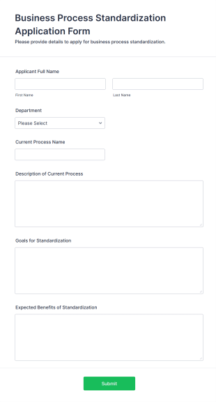 Business Process Standardization Application Form Template