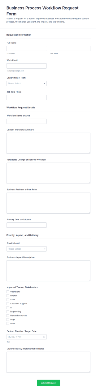 Business Process Workflow Request Form Template
