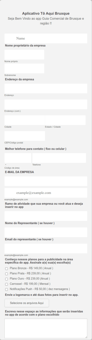 Business Registration Form In Portuguese