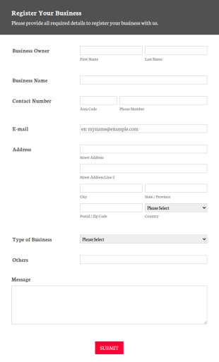 Responsive Business Registration Form Template