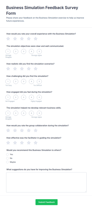 Business Simulation Feedback Survey Form Template