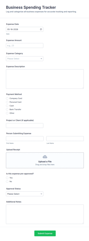Business Spending Tracker Form Template