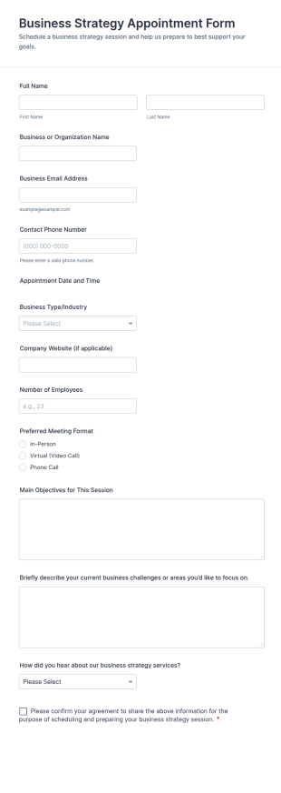 Business Strategy Appointment Form Template