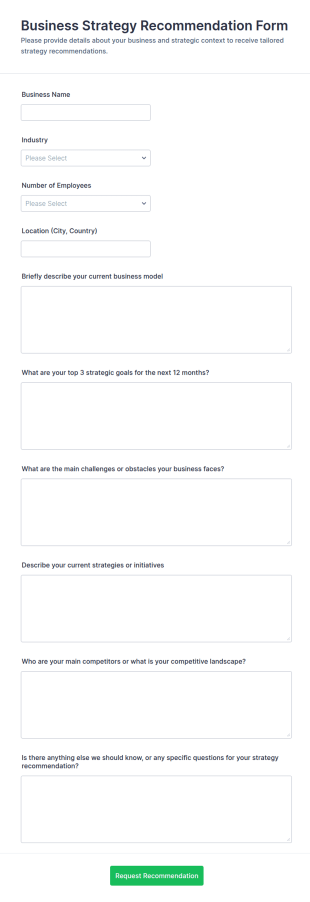 Business Strategy Recommendation Form Template