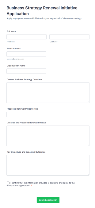 Business Strategy Renewal Initiative Application Form Template