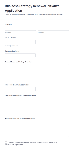 Business Strategy Renewal Initiative Application Form Template