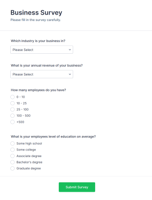 Business Survey Form Template