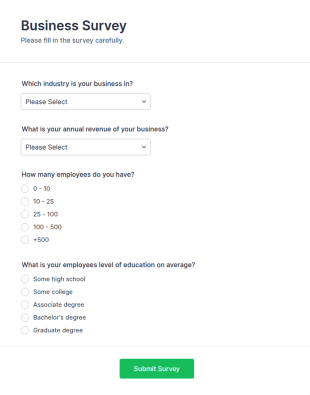 Business Survey Form Template