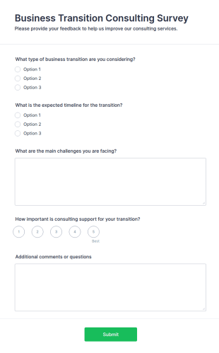 Business Transition Consulting Survey Form Template
