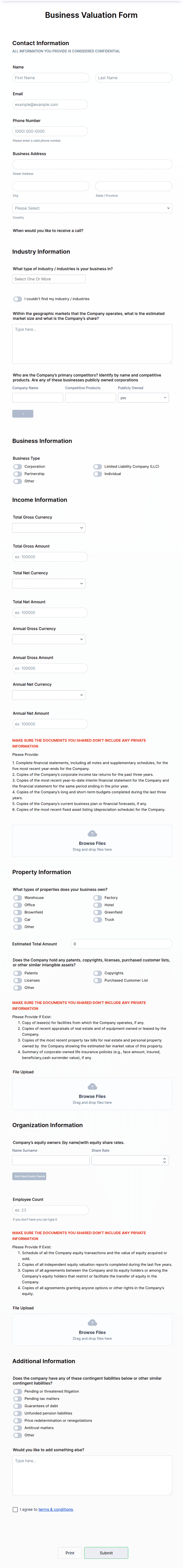 Business Valuation Form Template | Jotform