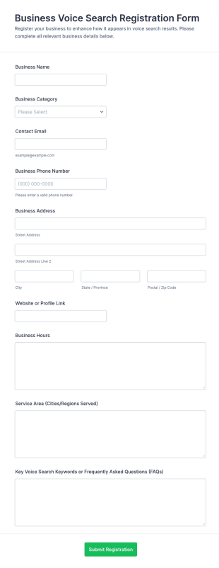 Business Voice Search Registration Form Template
