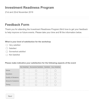 Business Webinar Feedback Form Template