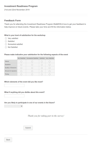 Business Webinar Feedback Form Template