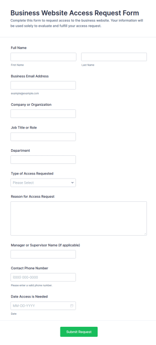 Business Website Access Request Form Template