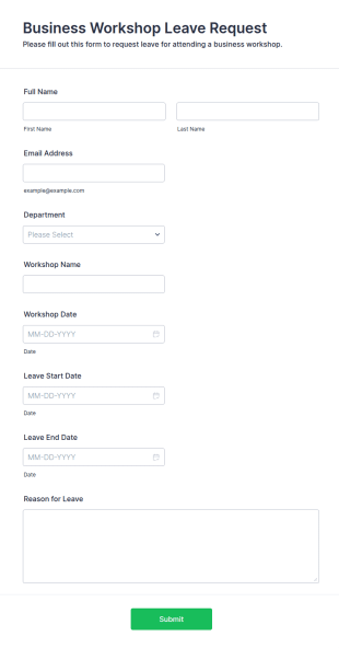 Business Workshop Leave Request Form Template