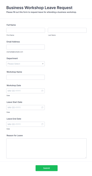 Business Workshop Leave Request Form Template
