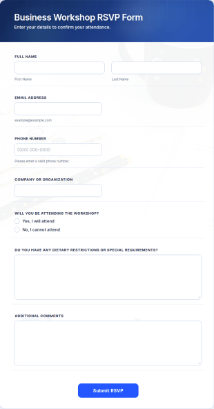 Business Workshop RSVP Form Template