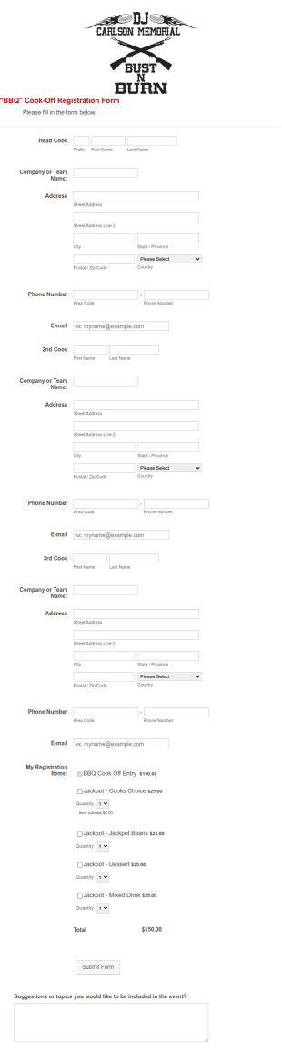 BBQ Registration Form Template
