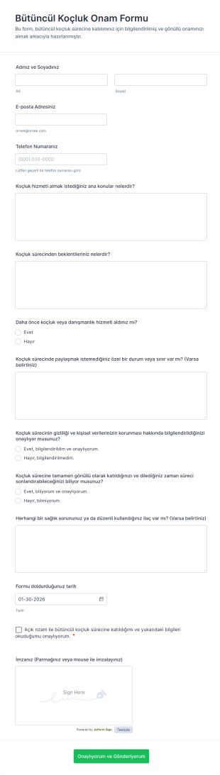 Bütüncül Koçluk Onam Form Şablonu