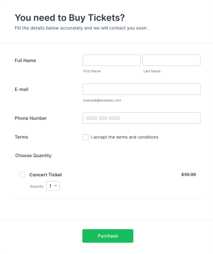 Ticket Purchase Form Template