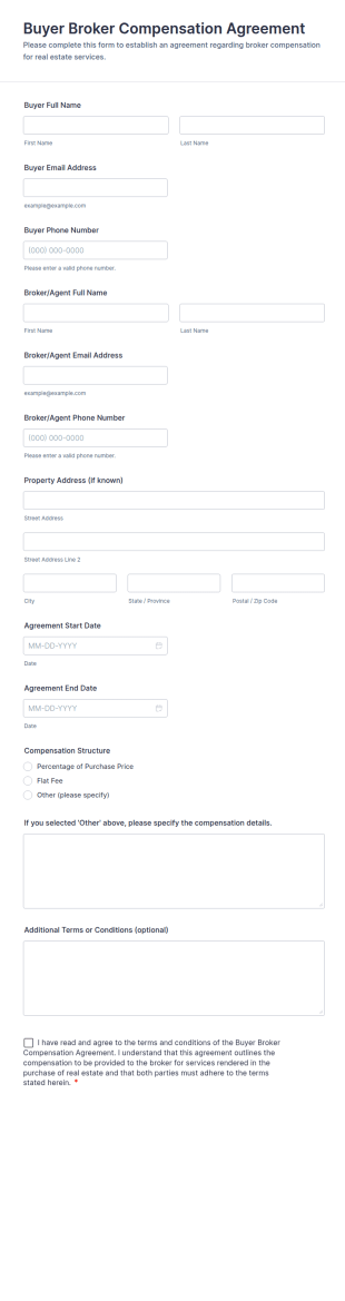 Buyer Broker Compensation Agreement Form Template