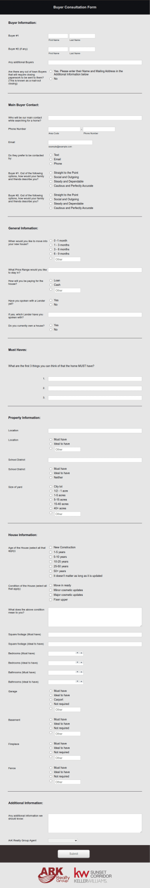Buyer Consultation Form Template