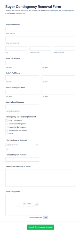 Buyer Contingency Removal Form Template