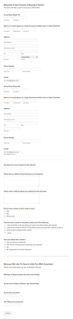 Buyer Information Form Template