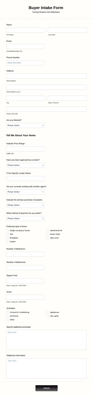 Buyer Intake Form Template
