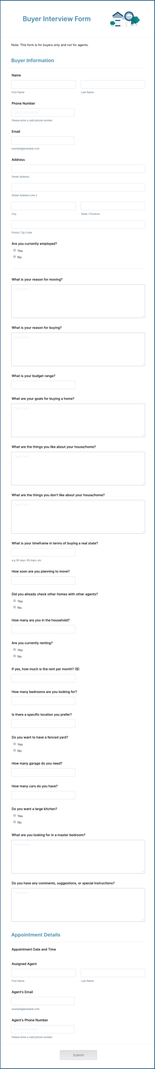 Buyer Interview Form Template