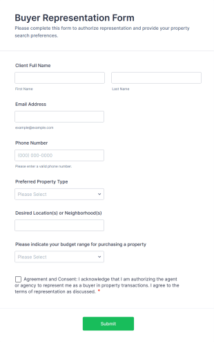 Buyer Representation Form Template