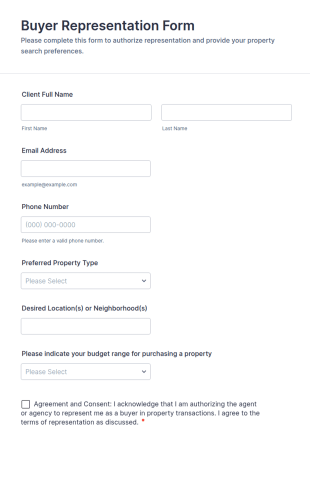 Buyer Representation Form Template