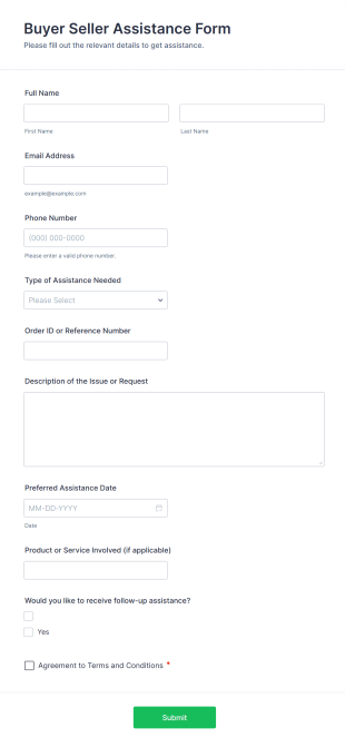 Buyer Seller Assistance Form Template