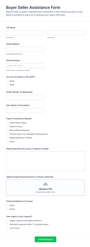 Buyer Seller Assistance Form Template