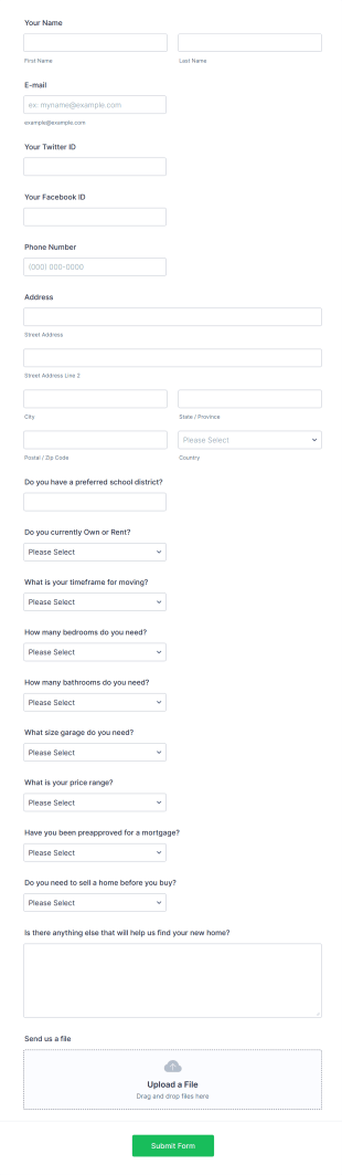 House Buyer's Need Analysis Form Template