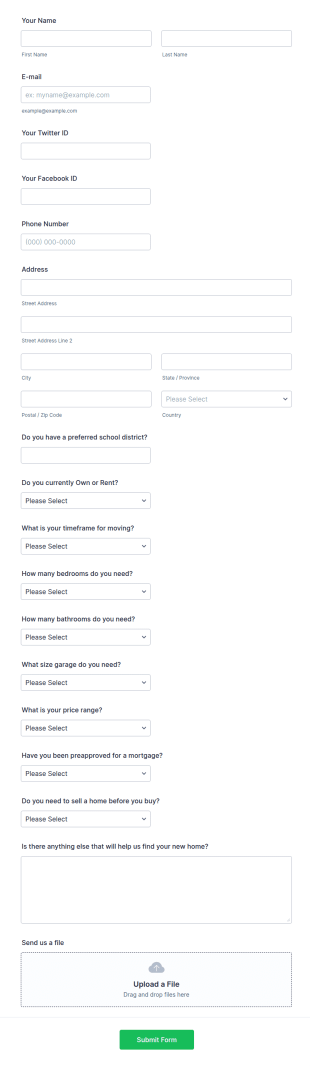 House Buyer's Need Analysis Form Template