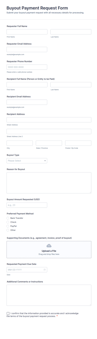 Buyout Payment Request Form Template