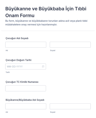 Büyükanne Ve Büyükbaba İçin Tıbbi Onam Form Şablonu